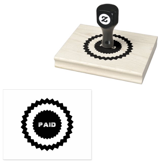 Tampons Encreurs Texte personnalisé PAID Poignée en bois durable En (Tamponné)