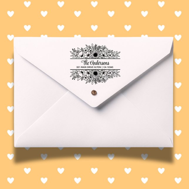 Tampons Encreurs Thème de monogramme fractionné des tournesols (Personalize gifts and crafts with our Sunflowers Split Monogram Theme Rubber Stamp.)