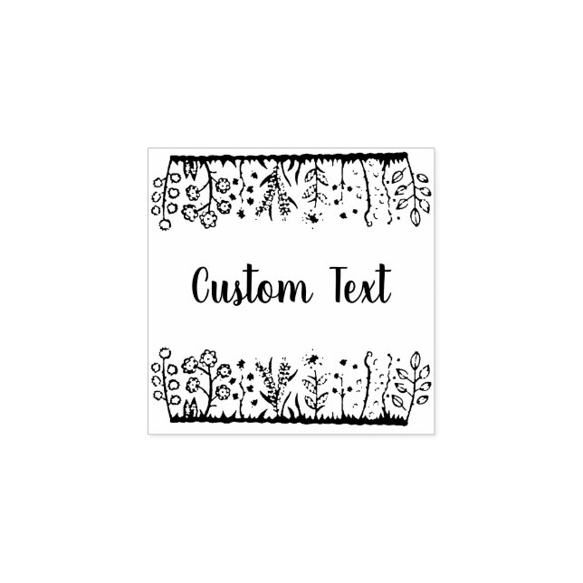 Tampons Encreurs Timbre caoutchouc Floral Custom Text (Impression)
