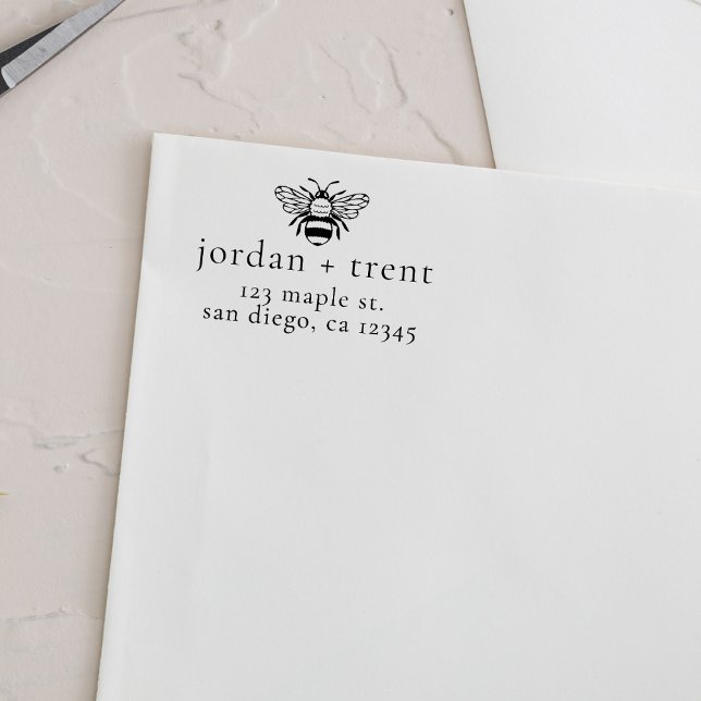 Tampons Encreurs Timbre d'adresse de retour d'abeille personnalisée (Créateur téléchargé)