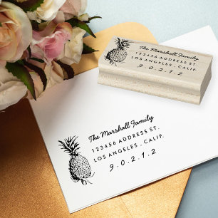 Tampons Encreurs Timbre d'adresse de retour de caoutchouc ananas vi