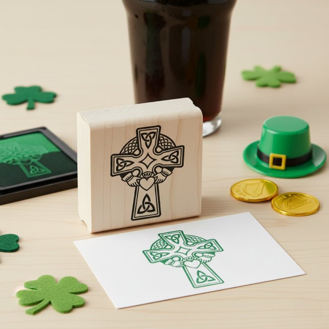 Tampons Encreurs Timbre d'art en bois Claddagh Cross (Claddagh Cross Wood Art Stamp)