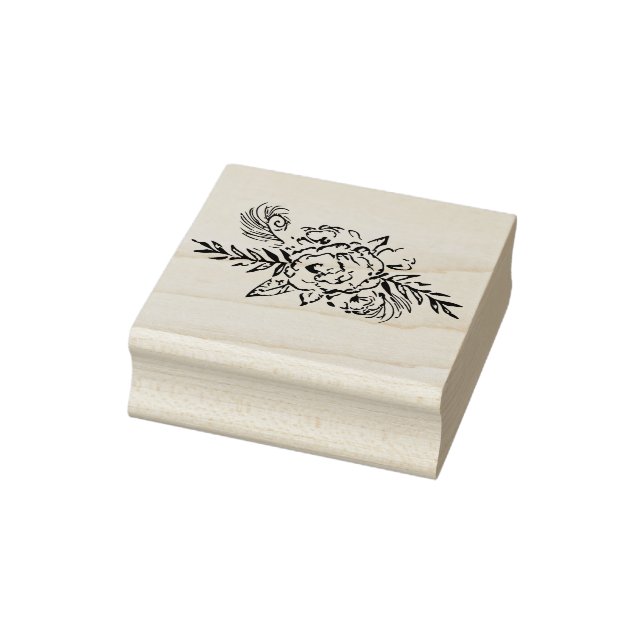 Tampons Encreurs Timbre d'art en bois d'érable rose et Peacock (Tampon)
