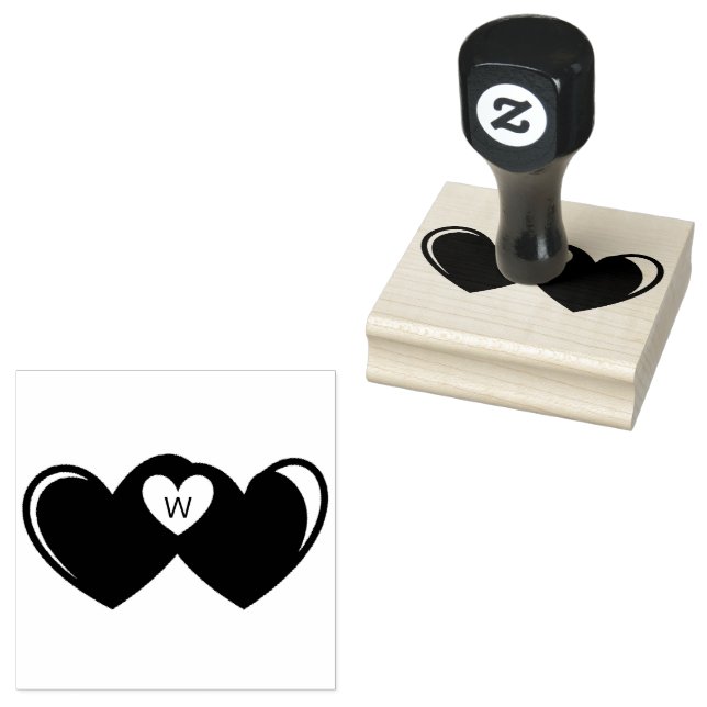 Tampons Encreurs Timbre d'art en bois du monogramme du coeur (Tamponné)