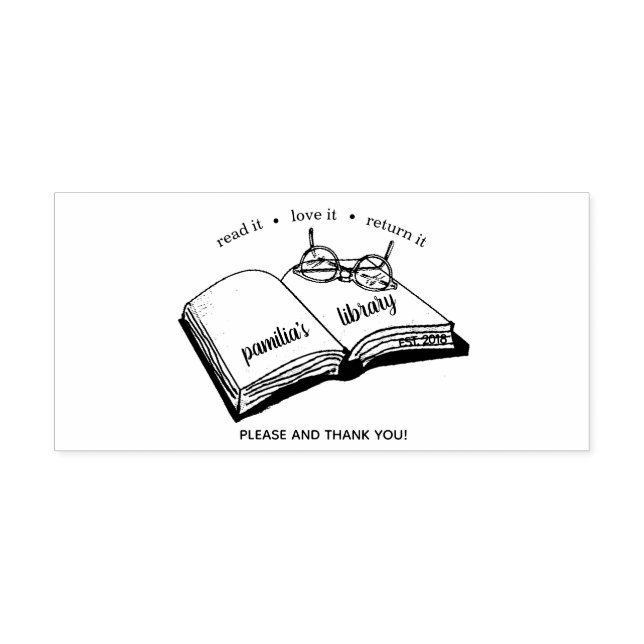 Tampons Encreurs Timbre de bibliothèque personnalisée Lire l'amour  (Impression)