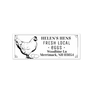 Tampons Encreurs Timbre de carton d'oeuf frais local vintage Hen et