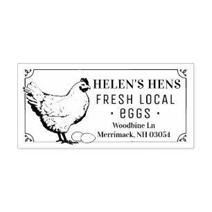 Tampons Encreurs Timbre de carton d'oeuf frais local vintage Hen et