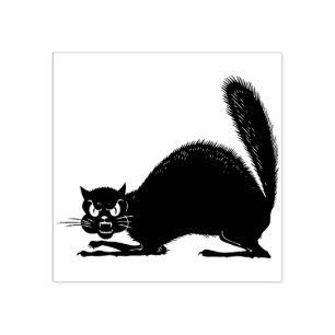 Tampons Encreurs Timbre de chat noir Halloween vintage