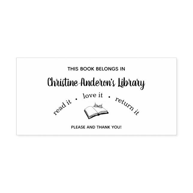 Tampons Encreurs Timbre de livre personnalisé Lire l'amour il retou (Impression)