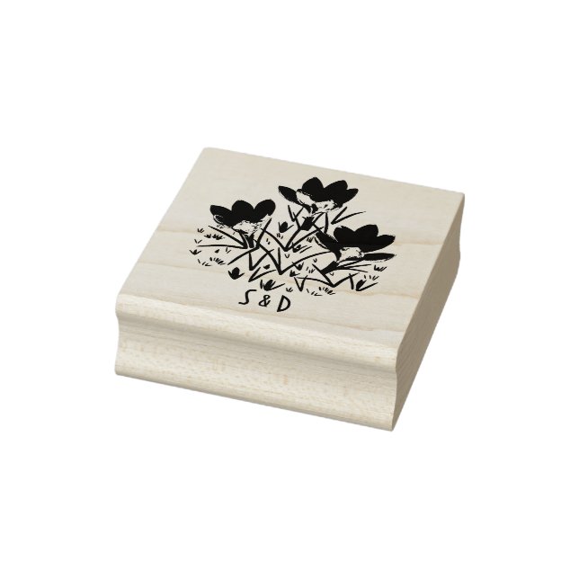 Tampons Encreurs Timbre en bois de Crocus bleus (Tampon)