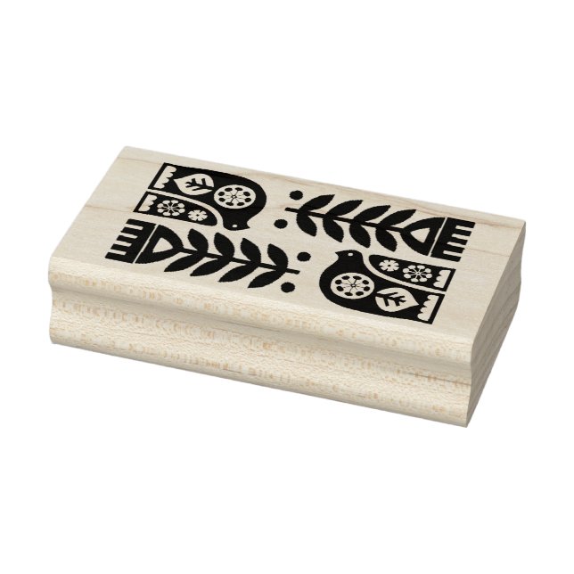 Tampons Encreurs Timbre en bois - Fleurs d'art populaire scandinave (Tampon)