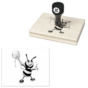 Tampons Encreurs Timbre en caoutchouc d'abeille orange et noire