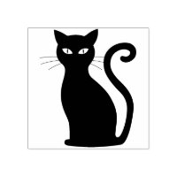 Timbre en caoutchouc de chat noir