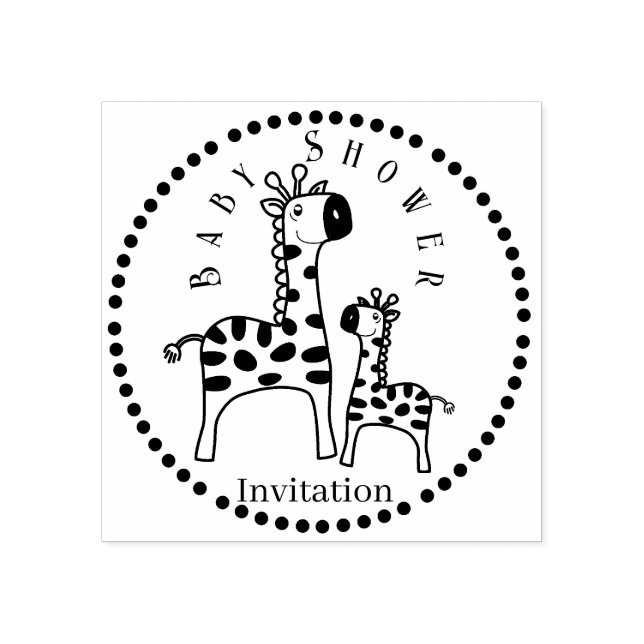 Tampons Encreurs Timbre en caoutchouc de Giraffe baby shower (Impression)