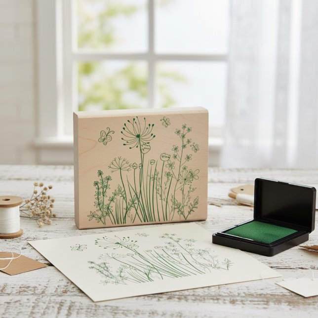 Tampons Encreurs Timbre en caoutchouc pour les mauvaises herbes et  (Country Weeds & Butterfly Rubber Stamp)