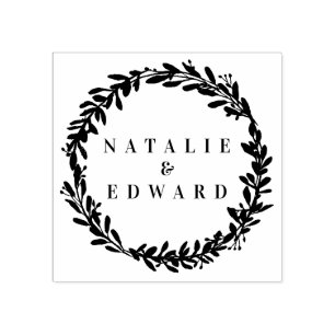 Tampons Encreurs timbre initial de la couronne d'aquarelle feuillue