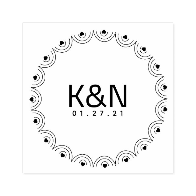 Tampons Encreurs Timbre pour mariage de logo initial de la circulai (Impression)