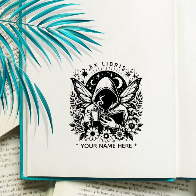 Tampons Encreurs Timbre rond Imaginaire floral papillon ex libris (Créateur téléchargé)