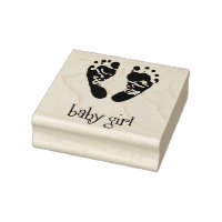 Timbres en bois / Bébé fille avec pieds