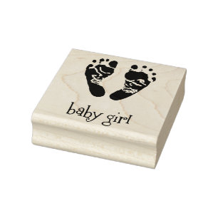 Tampons Encreurs Timbres en bois / Bébé fille avec pieds