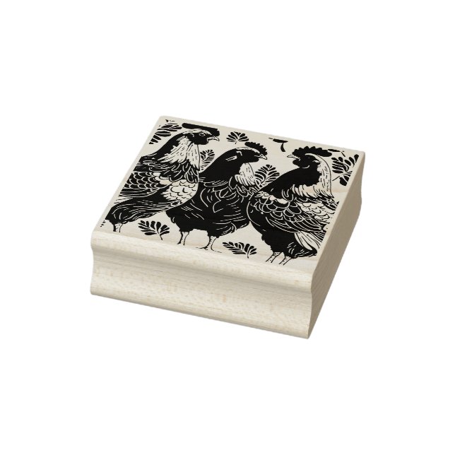 Tampons Encreurs Trois poules françaises découpées en forme de cray (Tampon)