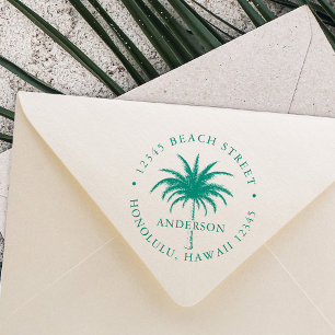 Tampons Encreurs Tropical Palm Tree Round Return Adresse