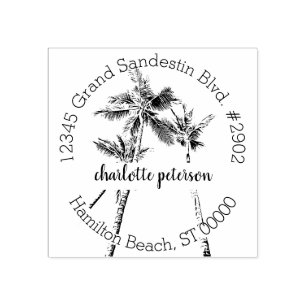 Tampons Encreurs Tropical Palm Trees Hand Lettré Adresse de retour