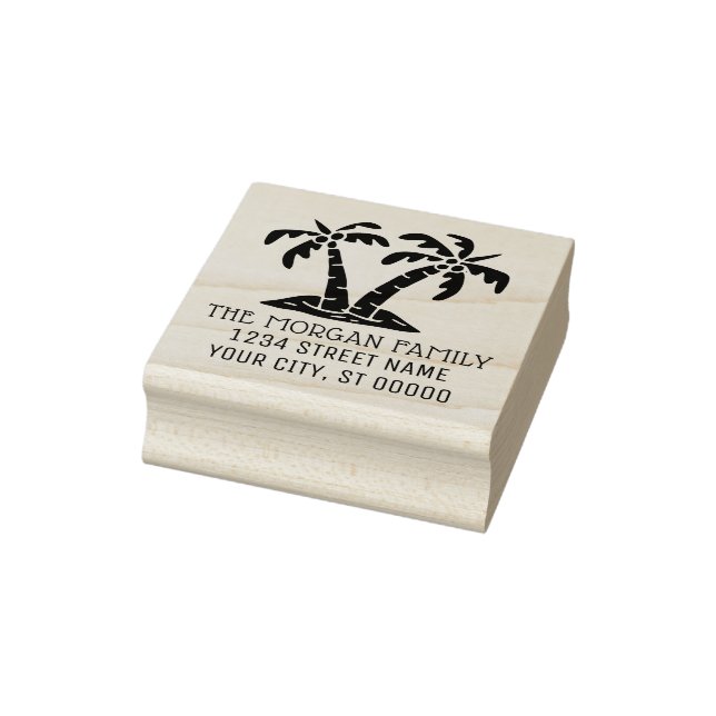 Tampons Encreurs Tropical Palm Trees Seashore Beach Nom Adresse (Tampon)
