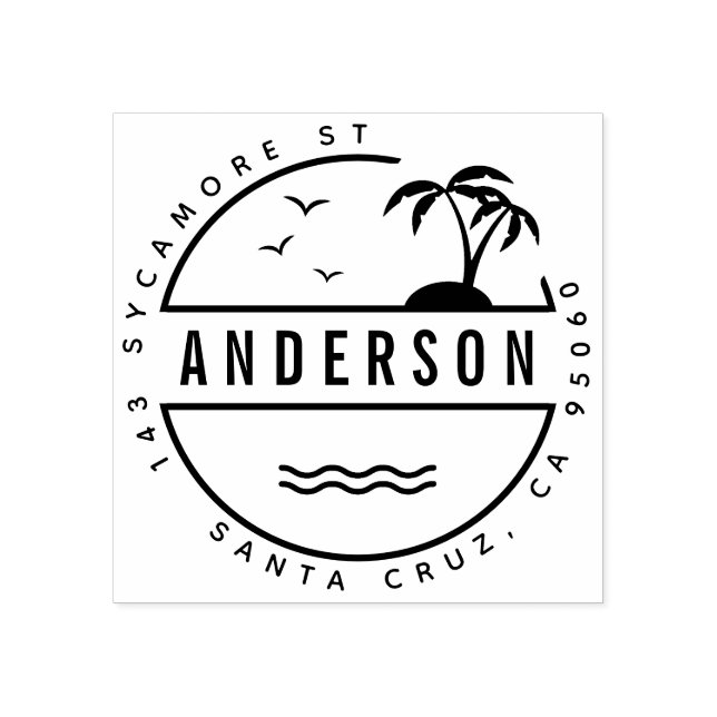 Tampons Encreurs Tropical Palm Trees Summer Family Return Adresse (Impression)