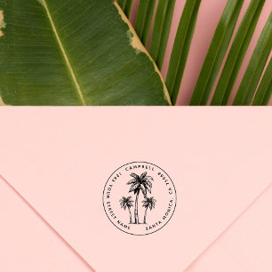 Tampons Encreurs Tropical Vintage Palm Tree Rustique Adresse person