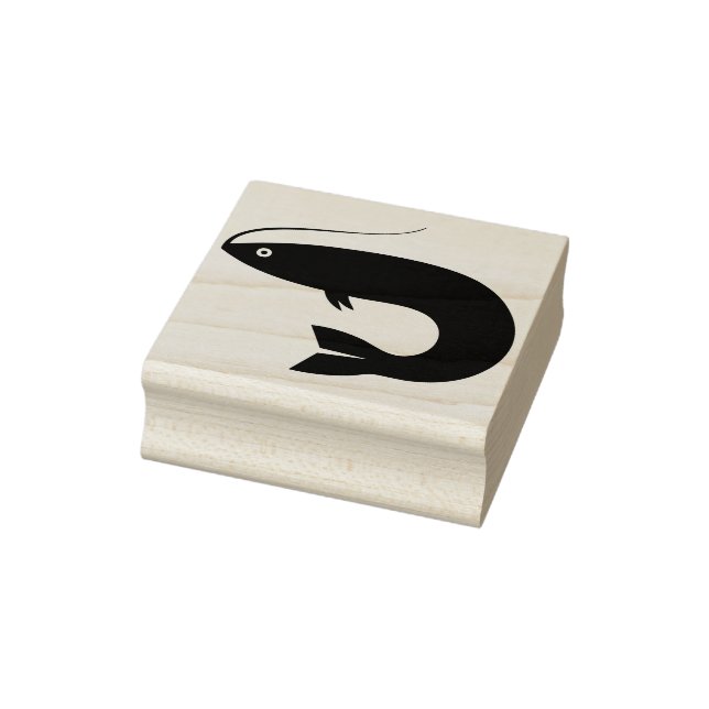 Tampons Encreurs Un poisson en ligne - pêche - Timbre d'art en bois (Tampon)