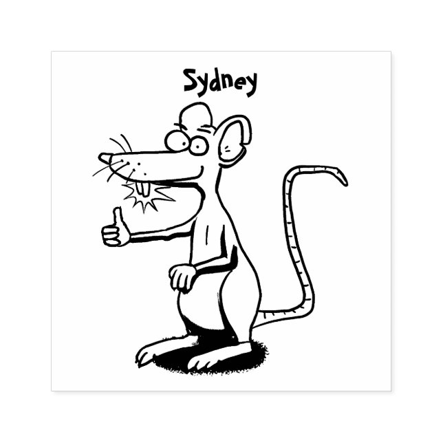 Tampons Encreurs Un rat brun mignon pouce vers le haut dessin animé (Impression)