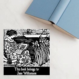 Tampons Encreurs Une femme qui lit un livre