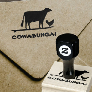 Tampons Encreurs Vache de surf et poulet Cowabunga drôle