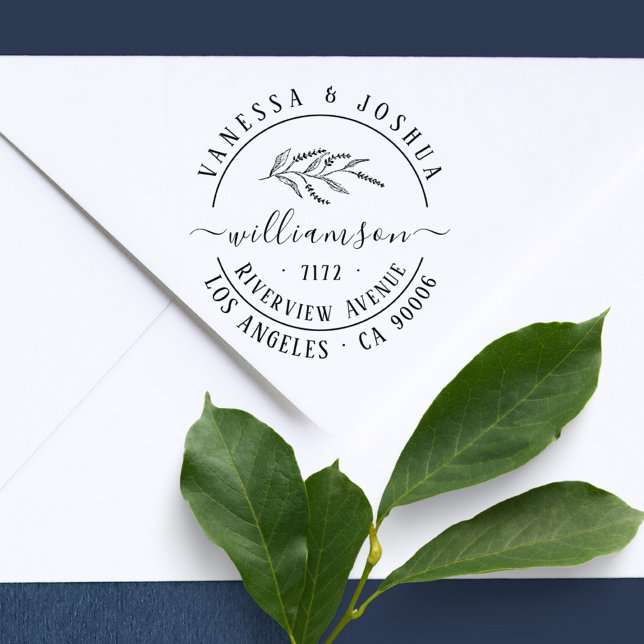 Tampons Encreurs Vintage Botanique Lavande Couple Adresse de retour (Vintage Botanical Lavender Couple Return Address Rubber Stamp. Perfect for a chic country wedding)
