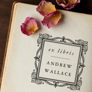 Tampons Encreurs Vintage Cadre Orné Ex Libris Timbre En Bois