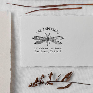Tampons Encreurs Vintage Dragonfly Nom de famille Adresse de retour