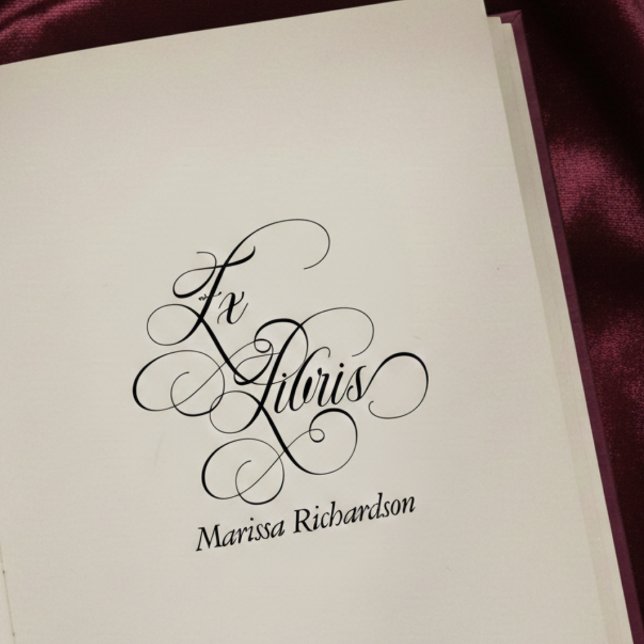 Tampons Encreurs Vintage Ex Libris Personalized (romantic vintage ex libris stamp with elegant script calligraphy, gift for book lovers)