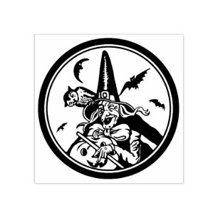 Tampons Encreurs Vintage Halloween sorcière Citrouille et hibou