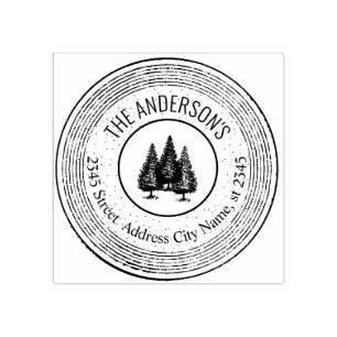 Tampons Encreurs Vintages élégants arbres rustiques ronds nom de fa