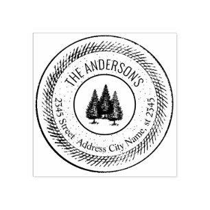 Tampons Encreurs Vintages élégants arbres rustiques ronds nom de fa