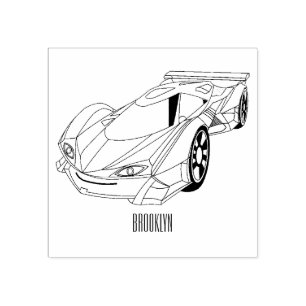 Tampons Encreurs Voiture de sport verte avec illustration airfos