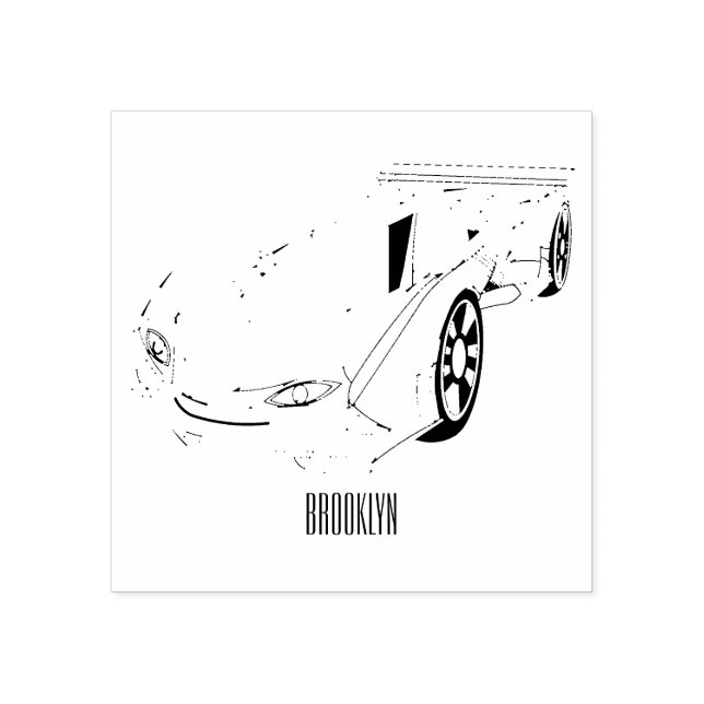 Tampons Encreurs Voiture de sport verte avec illustration airfos (Impression)