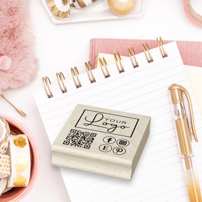 Tampons Encreurs Votre logo QR Code personnalisé Timbre en caoutcho (Créateur téléchargé)