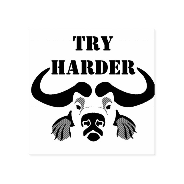 Tampons Encreurs Whimsical Cape Buffalo, en encre noire (Impression)