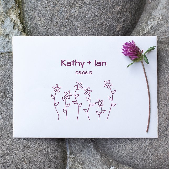 Tampons Encreurs Wild Flowers with Branches and Leaves Design (Créateur téléchargé)