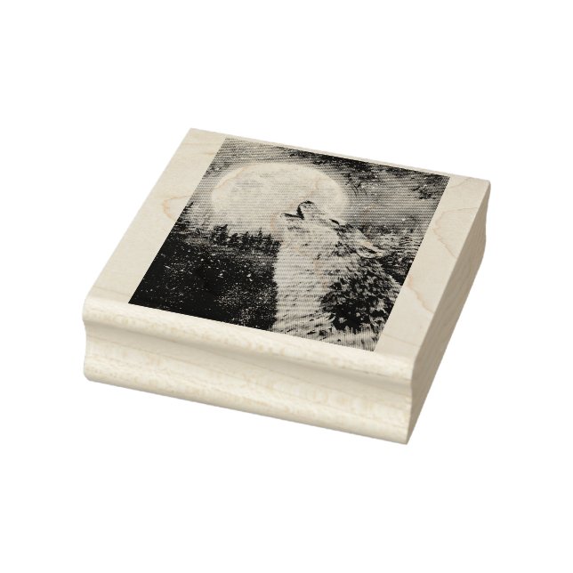 Tampons Encreurs Wolf Howl et Moon Timbre en caoutchouc d'hiver (Tampon)