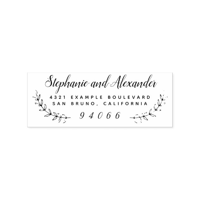 Tampons Encreurs Wooden Custom Wedding Wreath Wreath Nommé Adresse  (Impression)