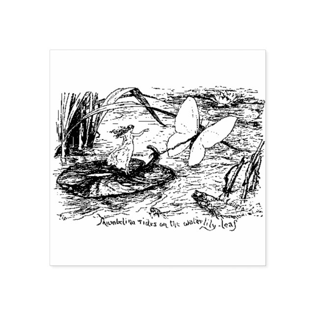 Tampons Encreurs WQ RUBBER STAMP : Thumbelina Rides sur Lily pad (Impression)