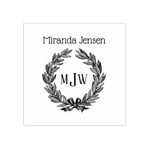 Tampons Encreurs Wreath Holly 3 Nom initial du monogramme
